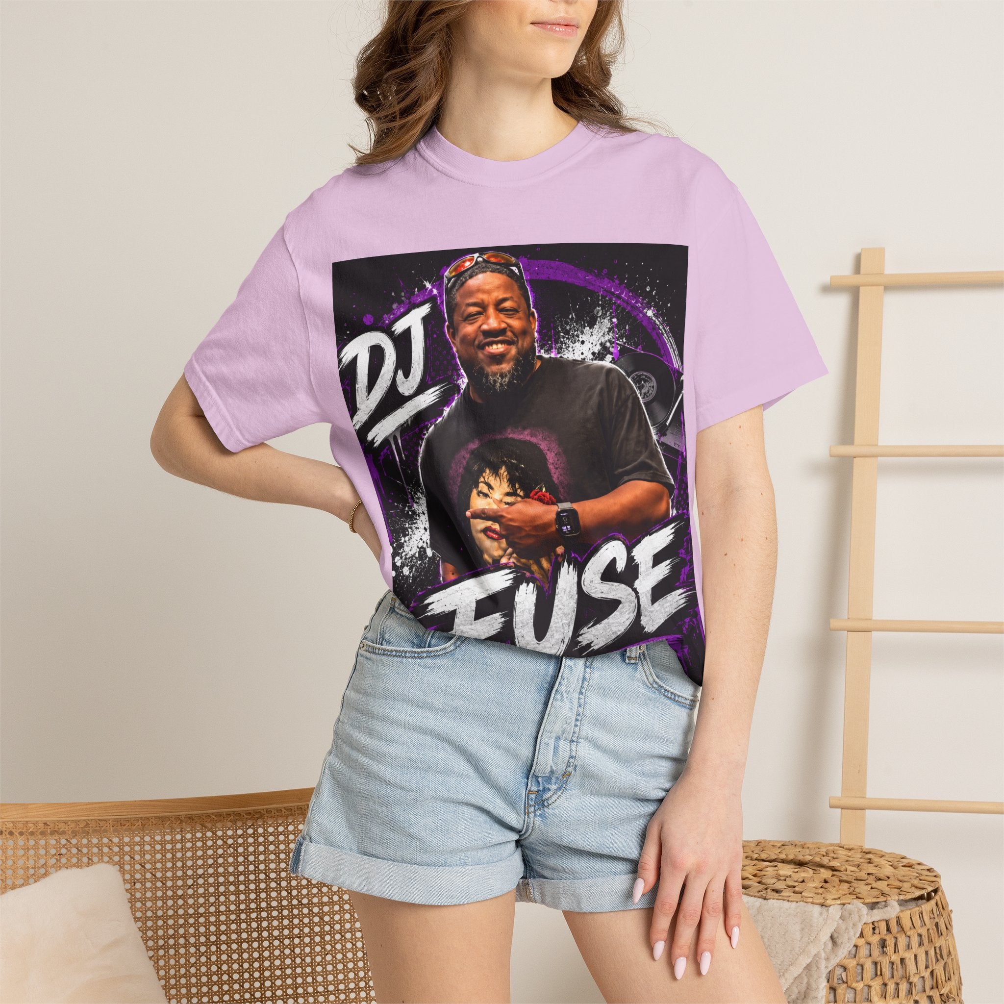 DJ Fuse Graphic T-Shirt — Urban Music Tee with Portrait & Bold Script