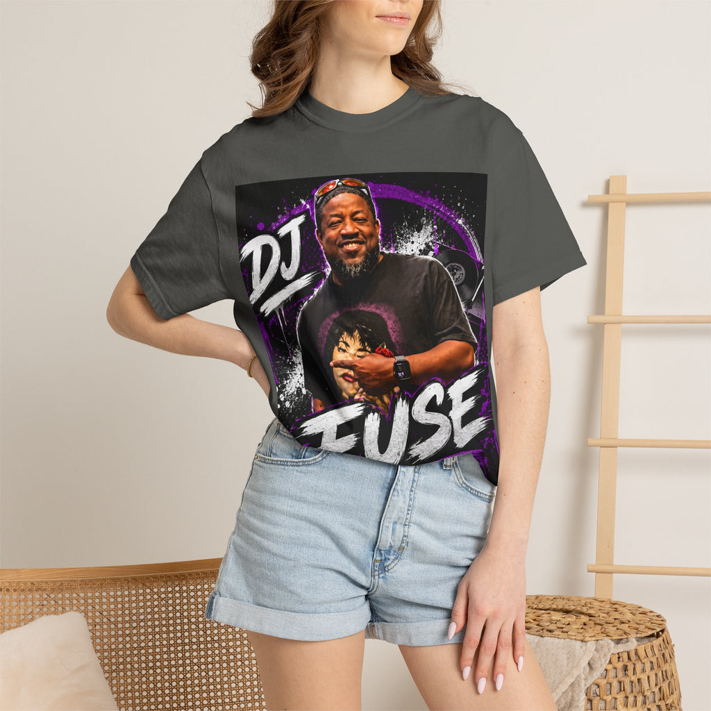 DJ Fuse Graphic T-Shirt — Urban Music Tee with Portrait & Bold Script