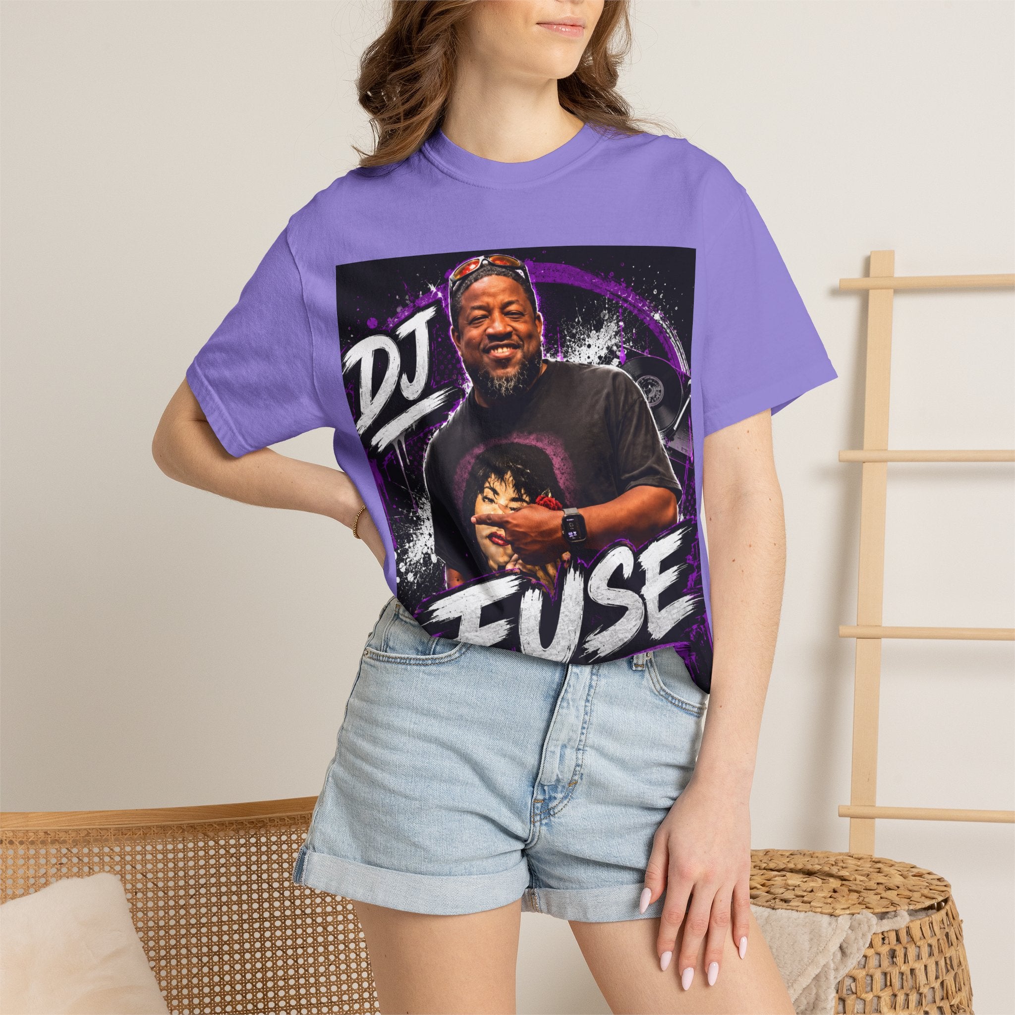 DJ Fuse Graphic T-Shirt — Urban Music Tee with Portrait & Bold Script