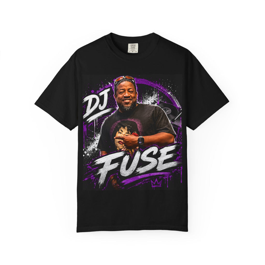 DJ Fuse Graphic T-Shirt — Urban Music Tee with Portrait & Bold Script