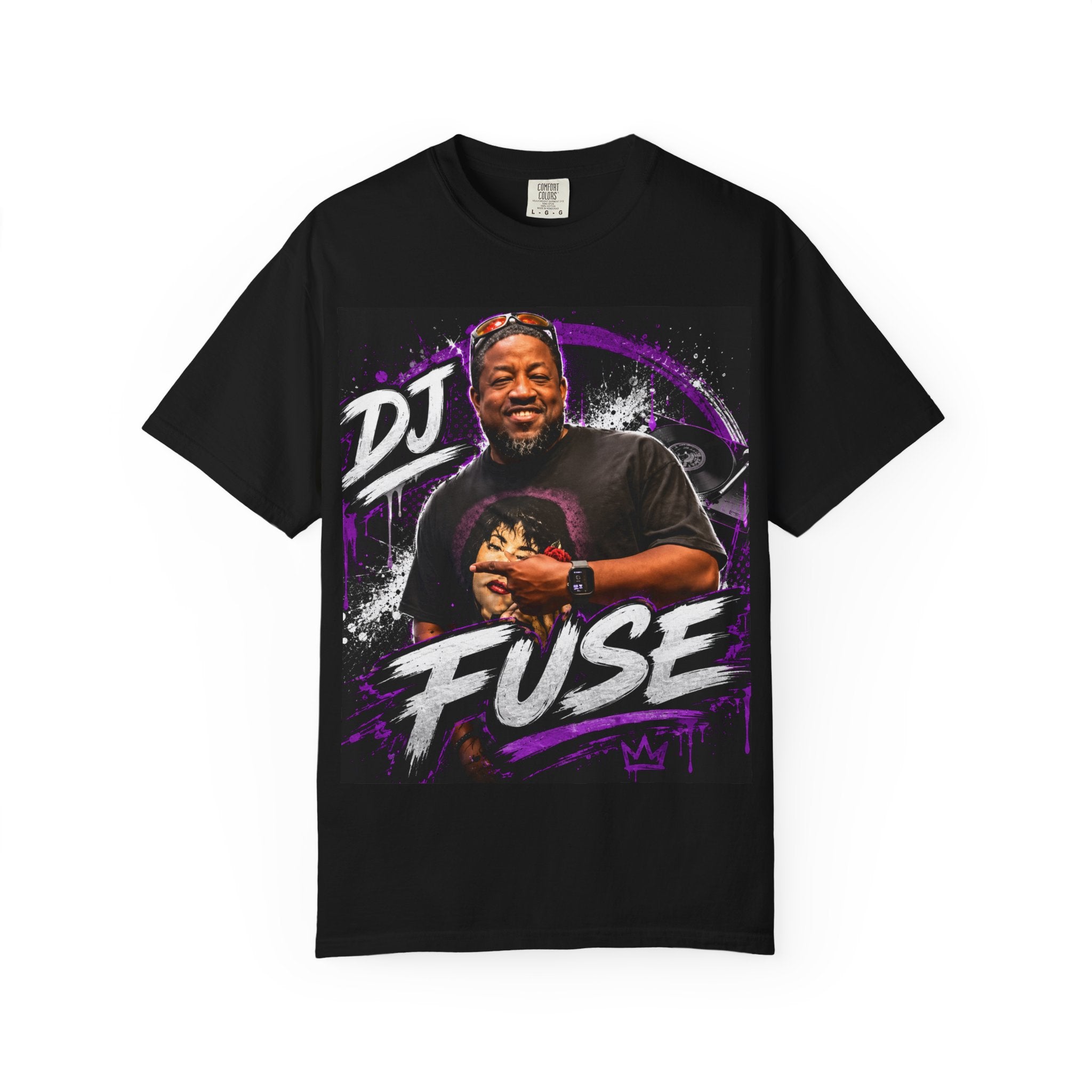 DJ Fuse Graphic T-Shirt — Urban Music Tee with Portrait & Bold Script