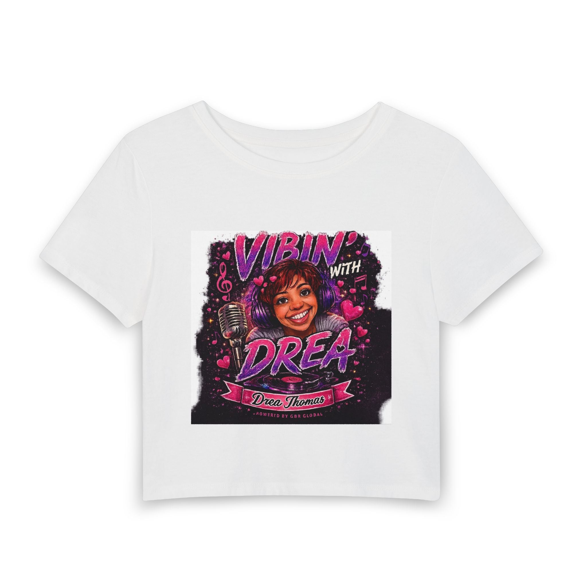 Vibing With Drea Baby Tee — Retro Music Graphic Crop Top