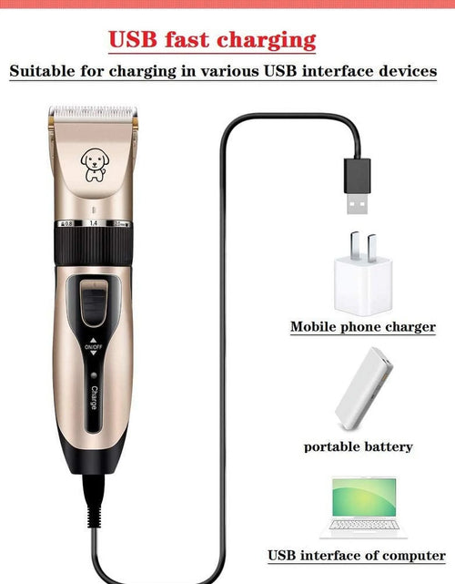 Load image into Gallery viewer, Rechargeable Cordless Pet Shaver,Low Noise Dog Clippers with Scissor Comb,Electric Quiet Pet Grooming Set for Dogs and Cats
