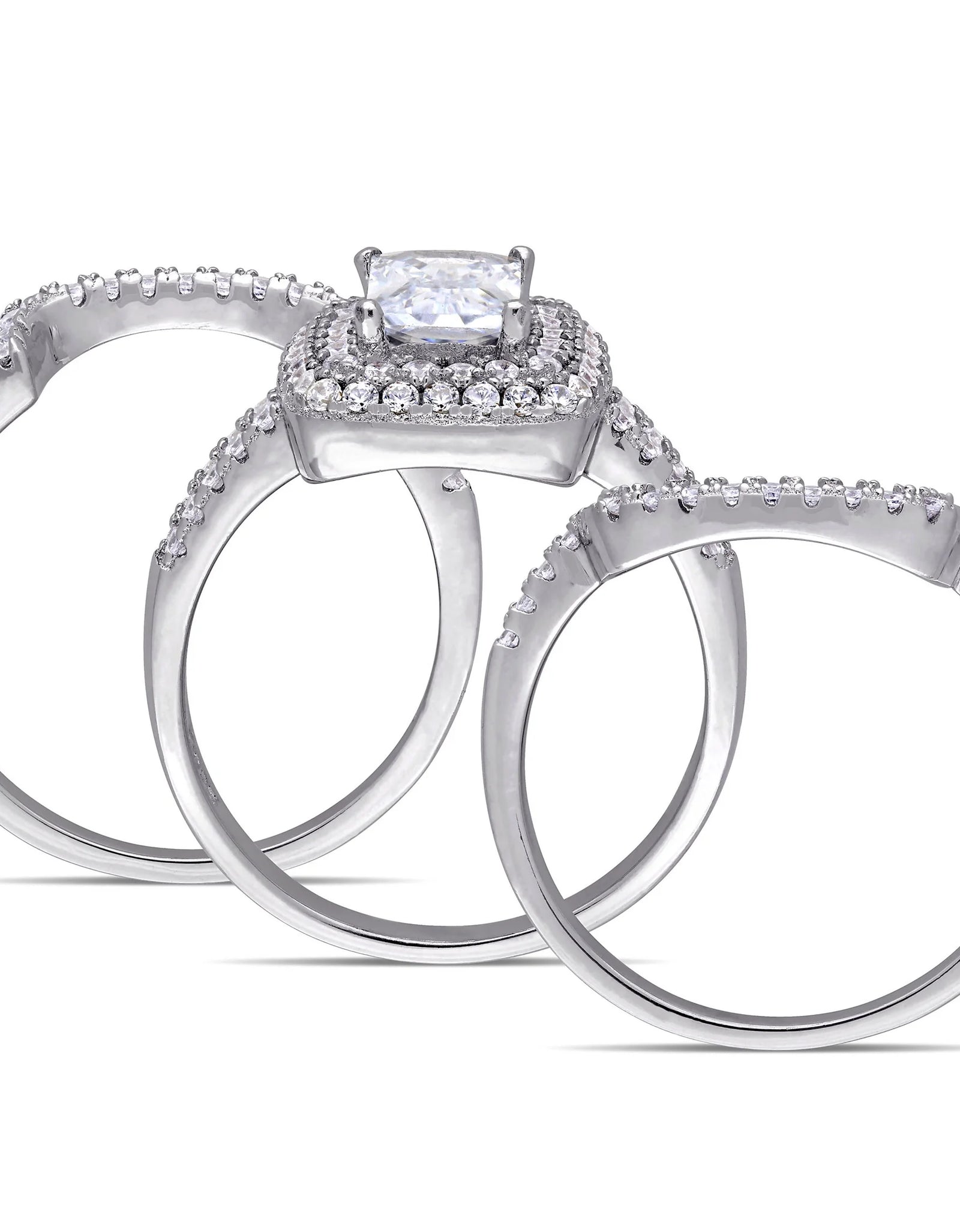 Women'S Cubic Zirconia and Emerald Sterling Silver Bridal Set
