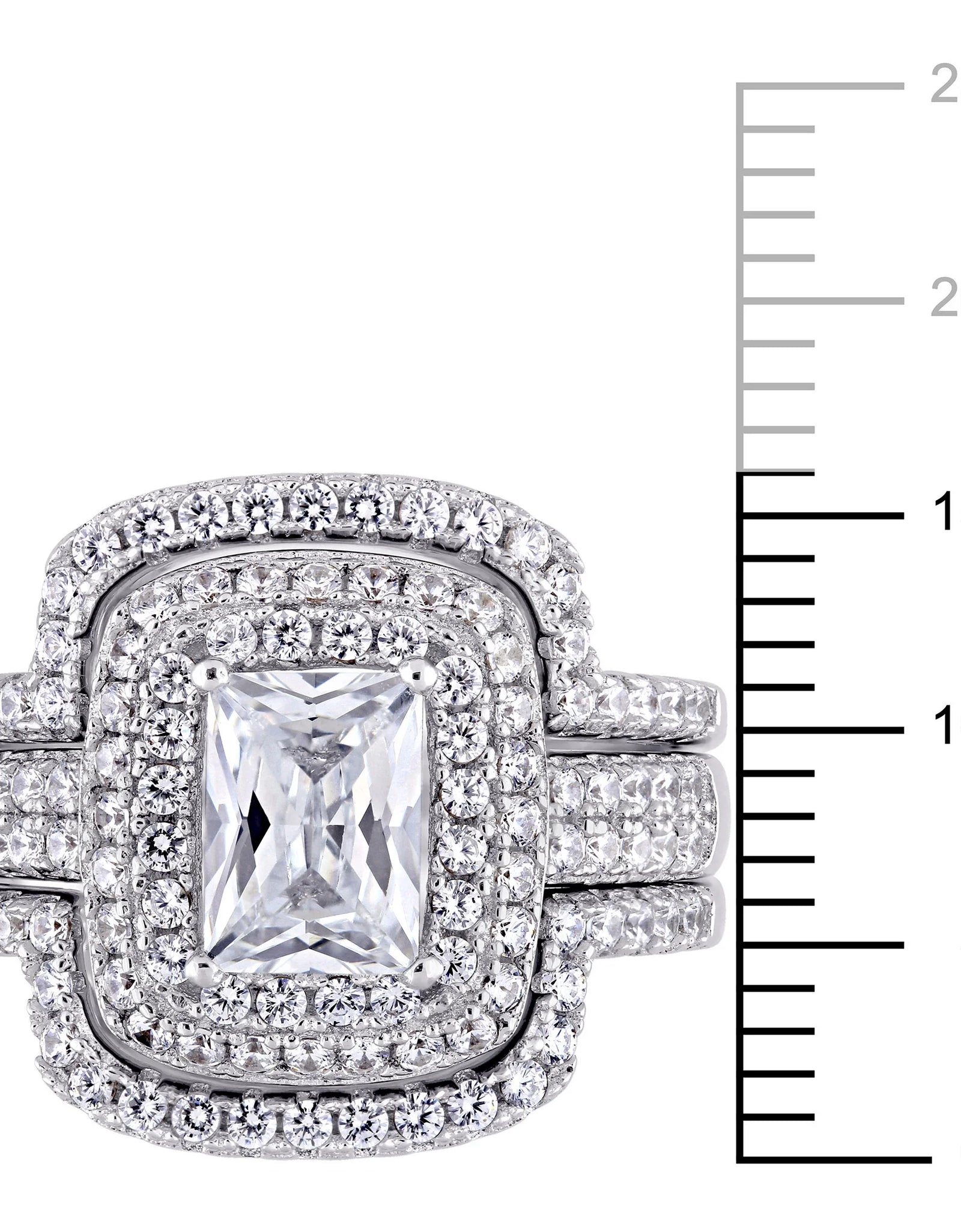 Women'S Cubic Zirconia and Emerald Sterling Silver Bridal Set