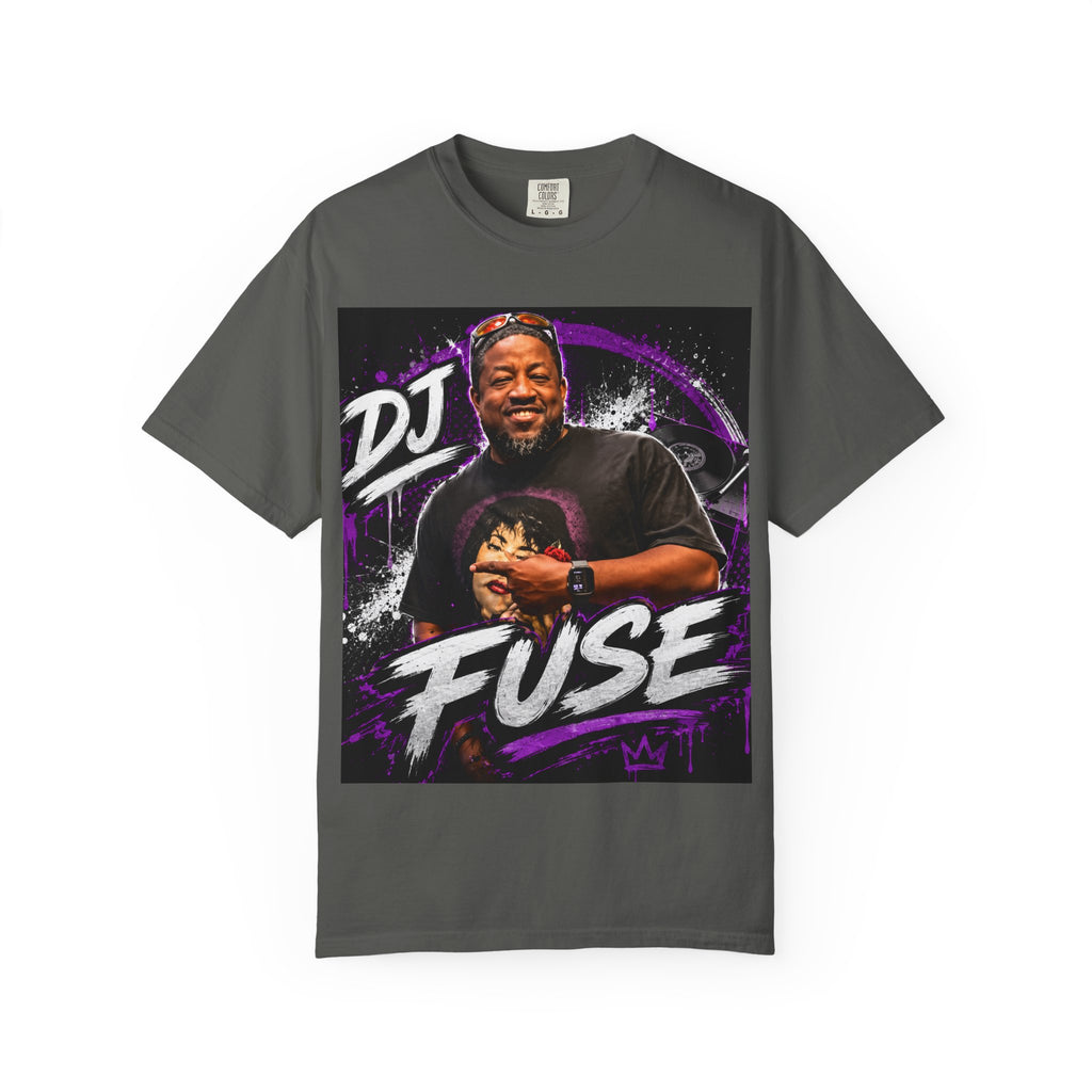 DJ Fuse Graphic T-Shirt — Urban Music Tee with Portrait & Bold Script