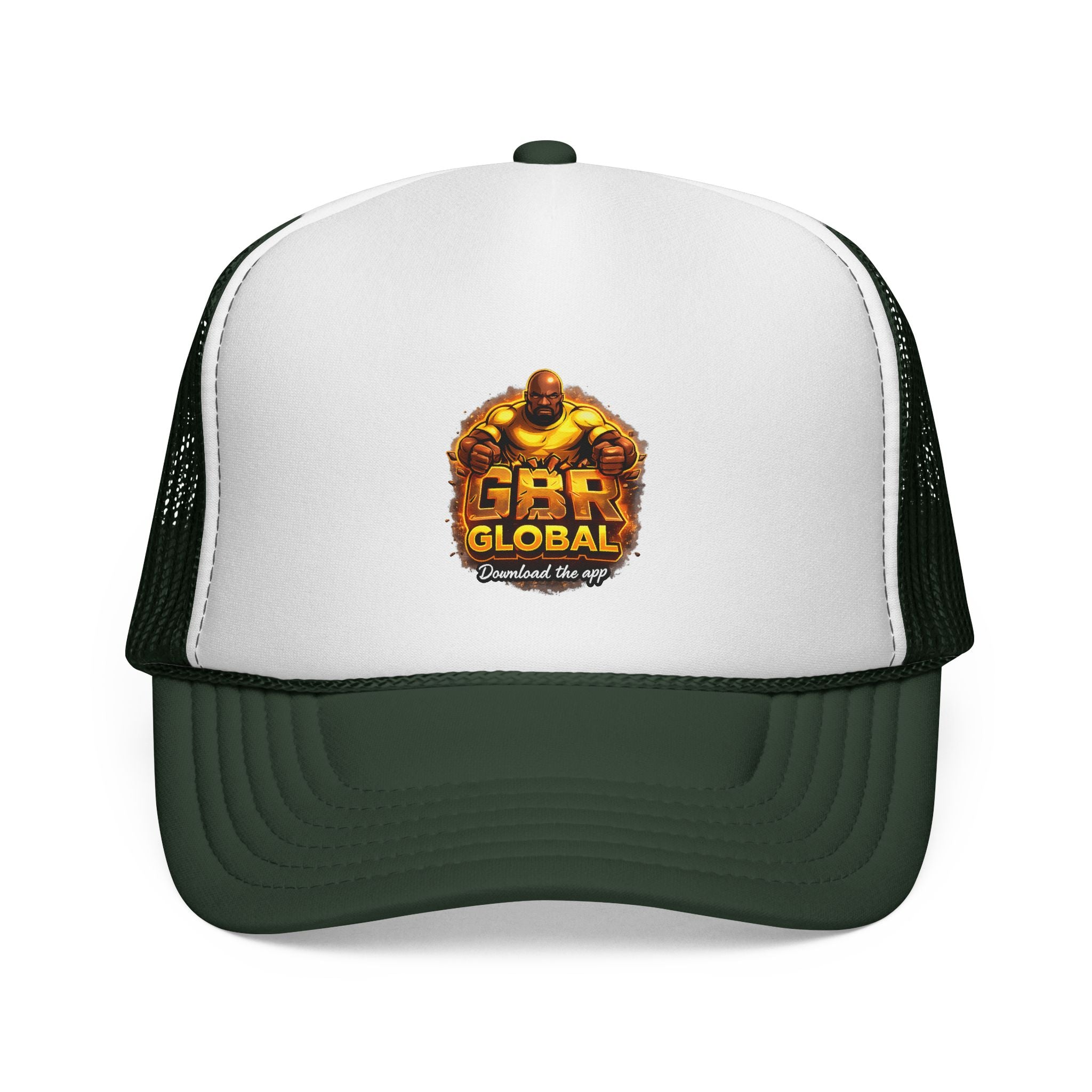 GBR Global Logo Trucker Cap — Mesh Back Baseball Hat with Bold Emblem