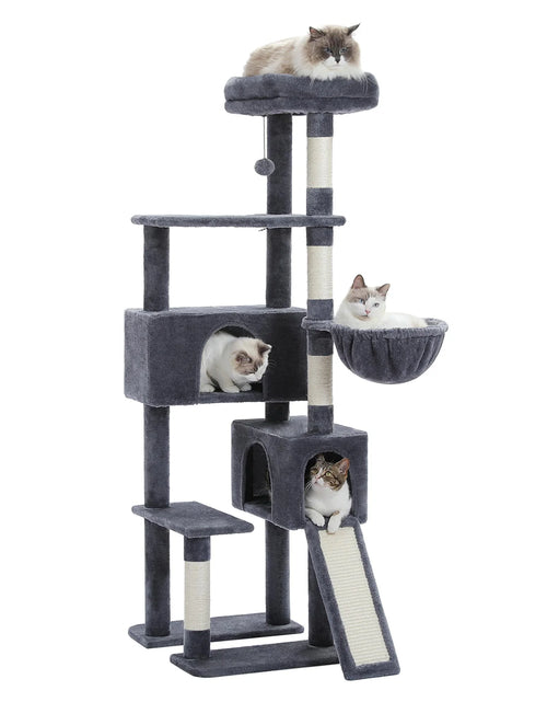 Load image into Gallery viewer, 61" Cat Tree Tower for Indoor Cats with Platform and Scratching Posts, Cat Condo Cat Tree House in Pet Supplies, Gray
