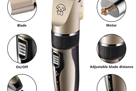 Rechargeable Cordless Pet Shaver,Low Noise Dog Clippers with Scissor Comb,Electric Quiet Pet Grooming Set for Dogs and Cats