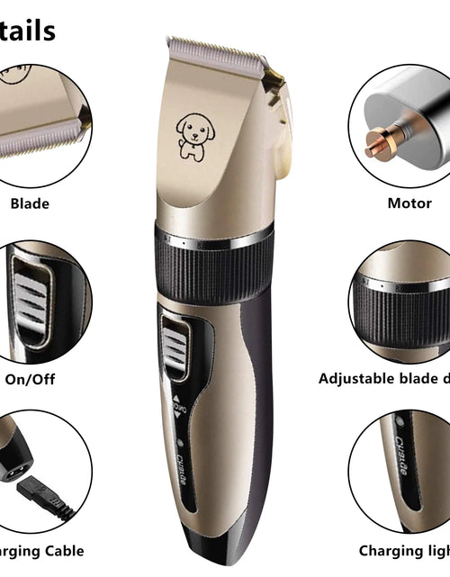 Load image into Gallery viewer, Rechargeable Cordless Pet Shaver,Low Noise Dog Clippers with Scissor Comb,Electric Quiet Pet Grooming Set for Dogs and Cats

