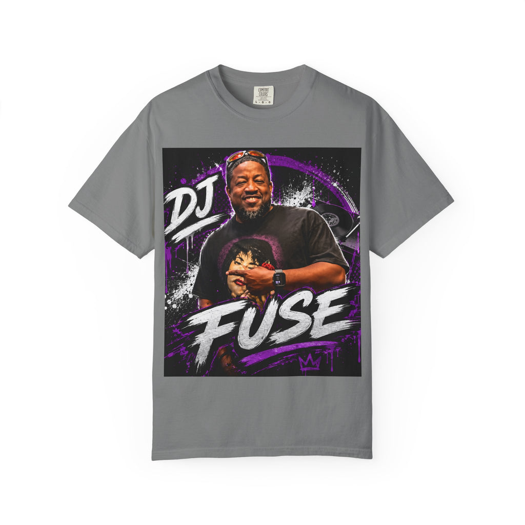 DJ Fuse Graphic T-Shirt — Urban Music Tee with Portrait & Bold Script