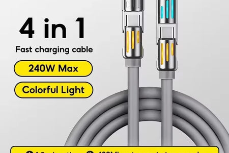 Eary USB C Cable 4-In-1 USB-C (6Ft) 240W USB-C Charger Data USB-C Fast Charging for Iphone 15 Macbook Ipad Iphone Samsung