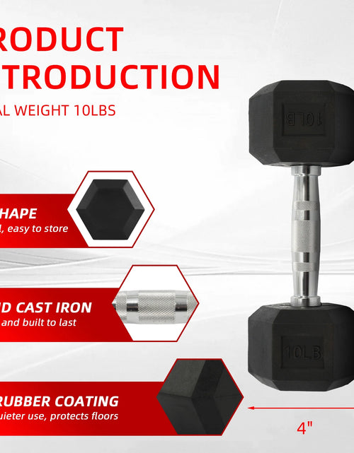 Load image into Gallery viewer, Rubber Encased Hex Dumbbell, 20 Lb, Single, Black
