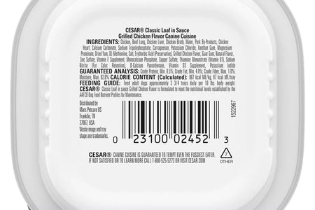 Cesar Classic Loaf in Sauce Grilled Chicken and Gravy Flavor Small Breed Wet Dog Food - 3.5Oz