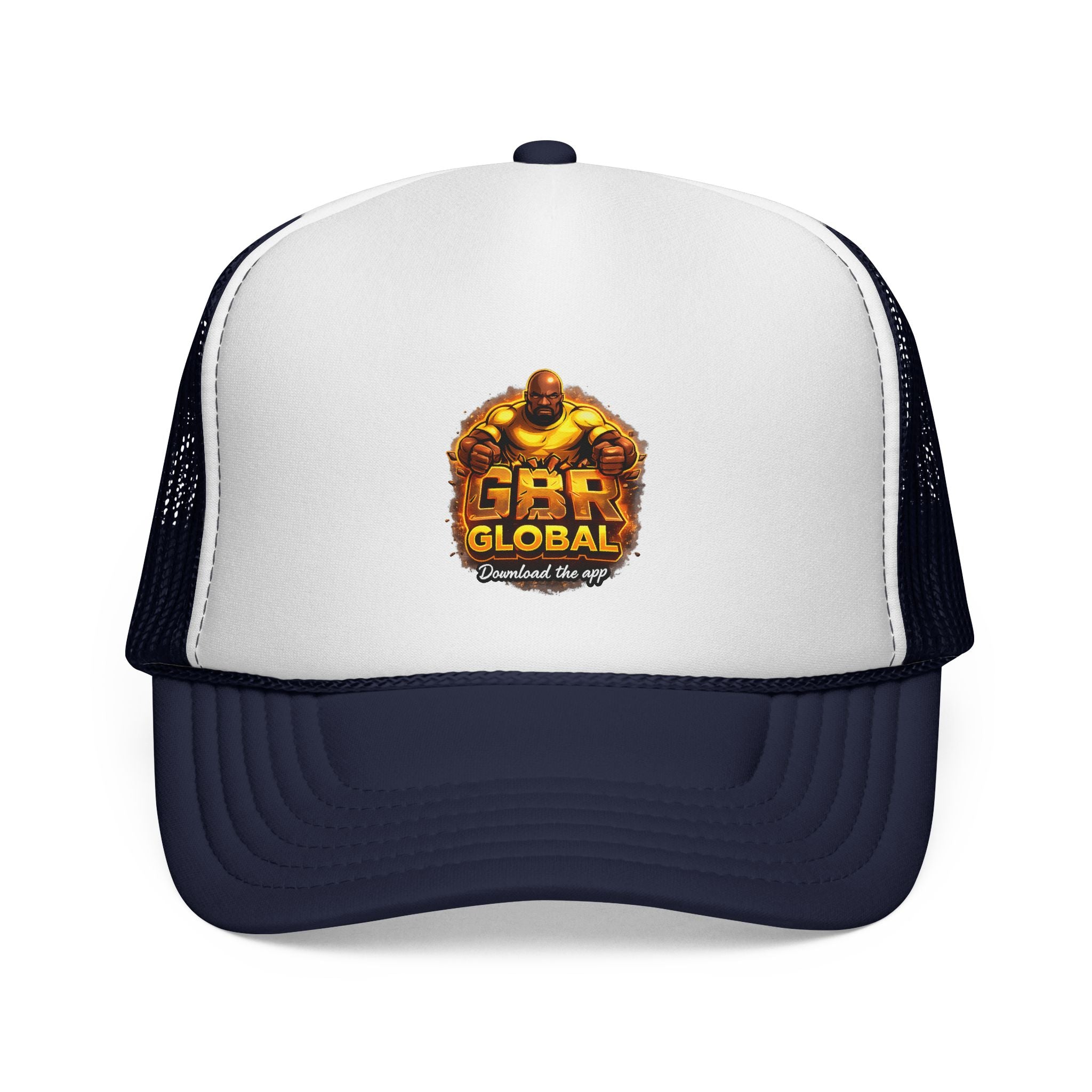 GBR Global Logo Trucker Cap — Mesh Back Baseball Hat with Bold Emblem