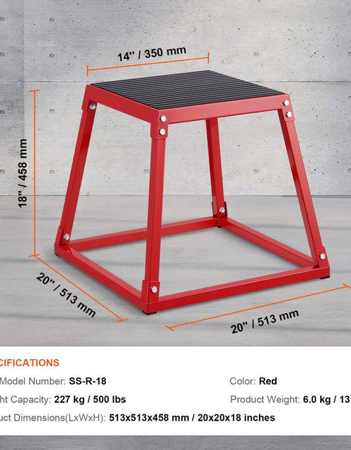 Load image into Gallery viewer, Plyometric Jump Box, 18 In. Plyo Box, Steel Plyometric Platform and Jumping Agility Box, Anti-Slip Fitness Exercise Box
