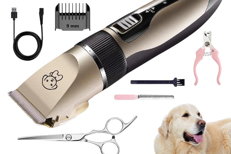 Rechargeable Cordless Pet Shaver,Low Noise Dog Clippers with Scissor Comb,Electric Quiet Pet Grooming Set for Dogs and Cats