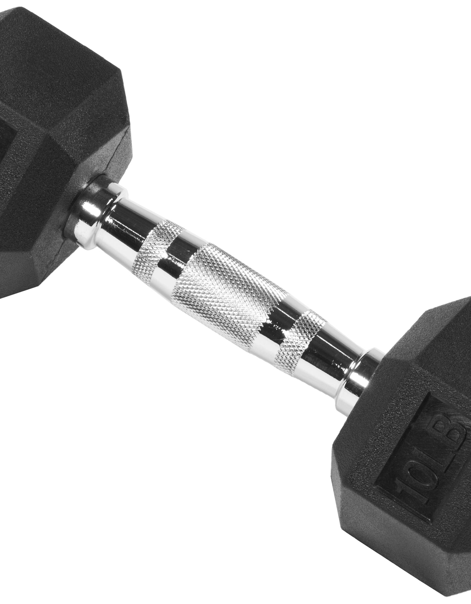 Rubber Encased Hex Dumbbell, 20 Lb, Single, Black
