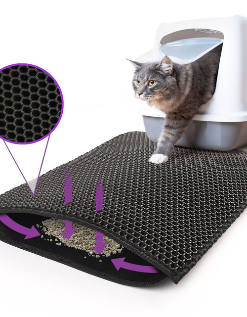 Load image into Gallery viewer, Kitty Cat Litter Mat Trapping Honeycomb Double Layer Design Waterproof Double Layer EVA Cat Litter Pad Waterproof Non-Slip Sand Basin Filter Kitten Dog Washable Mattress
